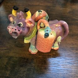 Vintage Thames Pottery Cow Carrier Salt & Pepper Collection