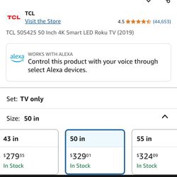 50 In TCL Smart Tv