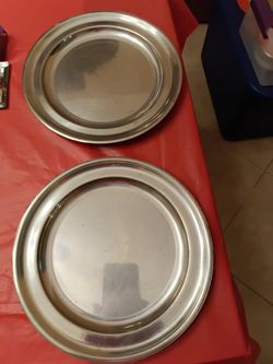 VINTAGE Steiff Pewter Plates (2) Old Sturbridge - SALE $10 for Both