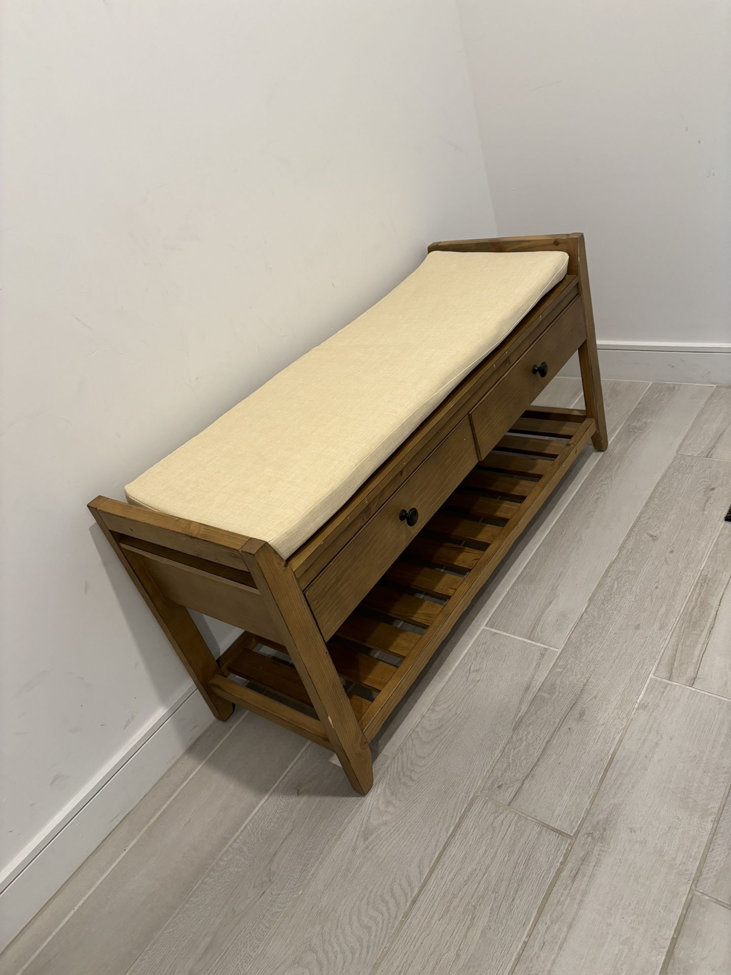 Entryway Storage Bench with Cushioned Seat, Shoe Rack and Drawers-ModernLuxe