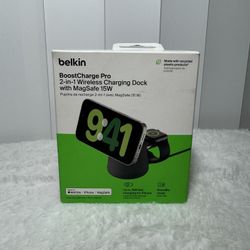 Belkin BoostCharge Pro 2-in-1 Wireless Charging Dock with MagSafe 15W – Brand New in Box!