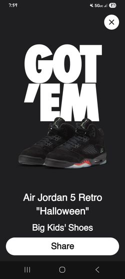 Jordan 5 Halloween ๐ป๐ size 6.5 & 7GS (NO TRADES PRICE IS FIRM)