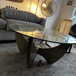 Modern Glass Coffee Table with Sculptural  Base