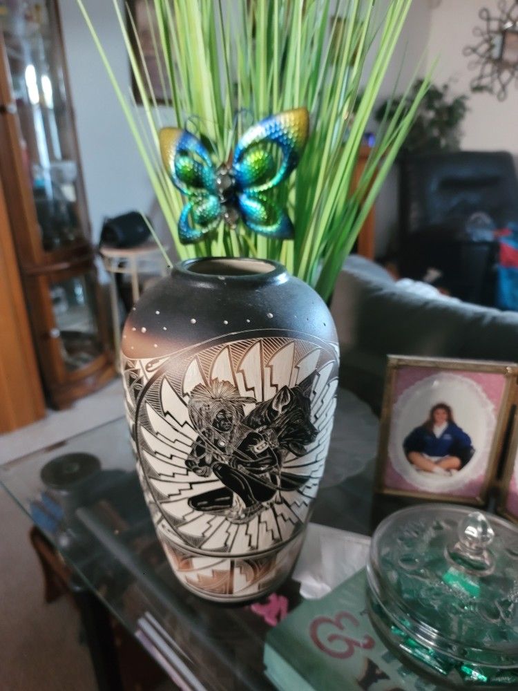 Native American Hand Carved Vase