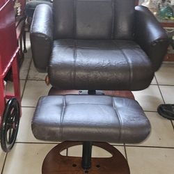 BROWN  ROCKING CHAIR WITH OTTOMAN