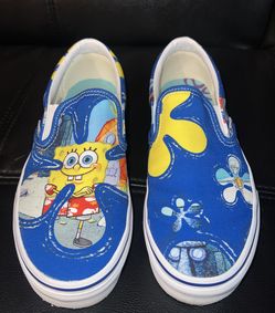 Vans Classic Slip-on SpongeBob Blue Aloha Bob - Size Womens 7.5 Men’s 6.0