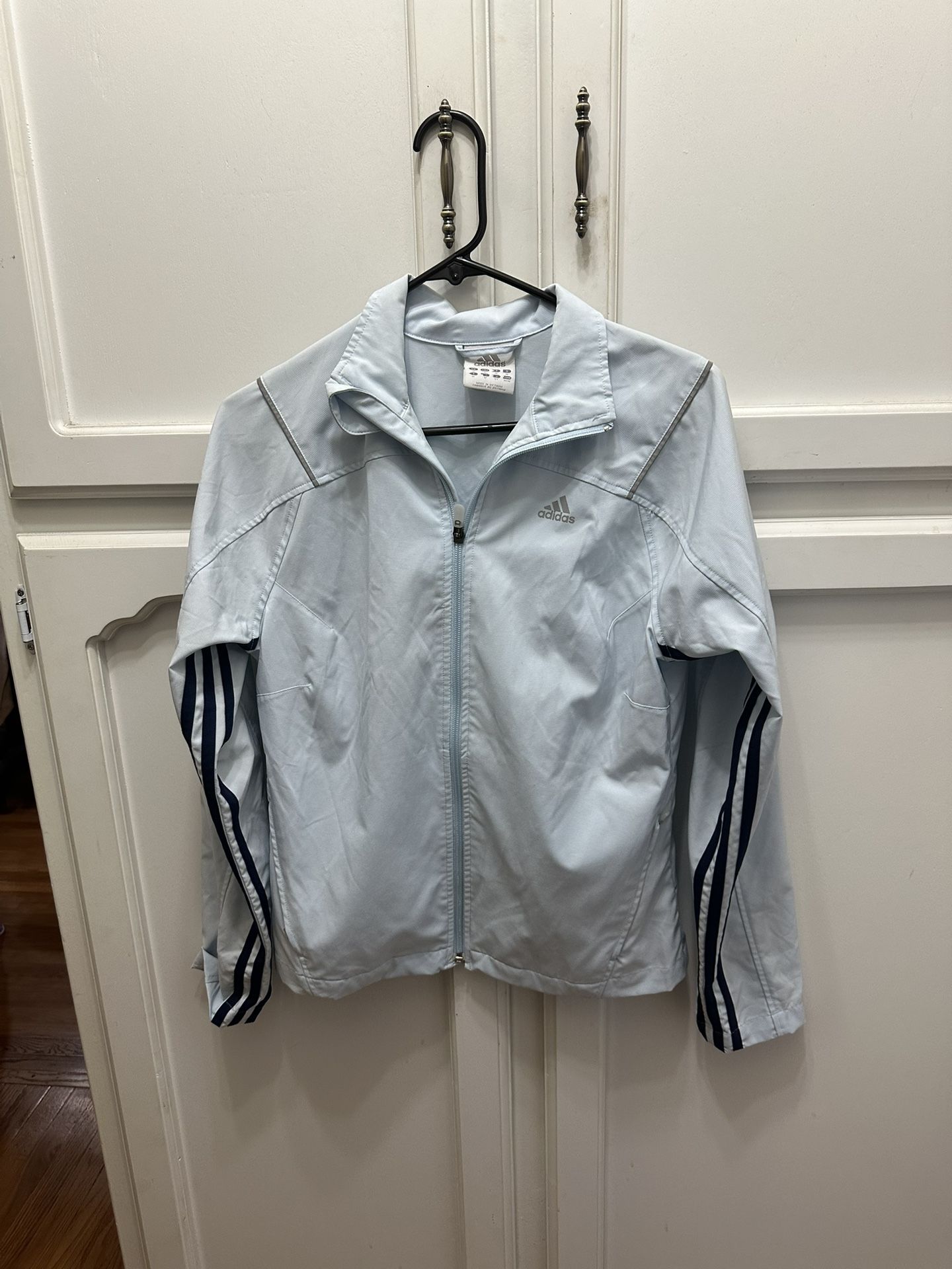 Women’s Adidas Track Jacket / Coat No Hood Light Blue