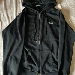 Celine Zipped Cotton Fleece Hoodie size L