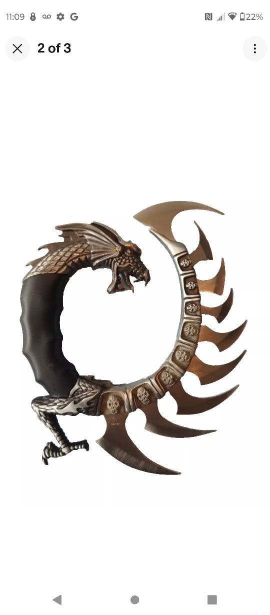 Dragon Knife 9 Blades Claw Fantasy Wood, Overall Cast Alloy