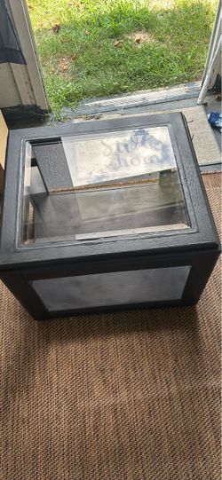 Black wood glass top end table