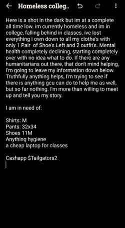 Homeless student