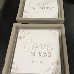 set of 2 signs-love is patient and love is kind