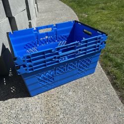3 Blue Storage Containers 