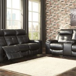 Kempten Black LED Reclining Living Room Set

