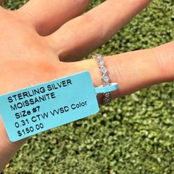 Sterling Silver Moissanite Geometric Band – Size 7 – 0.31 CTW – VVS D Color