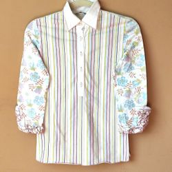 New Caliban Women's Top/ Blouse Ruffle Sleeve Size S Small  Long Sleeve Shirt  