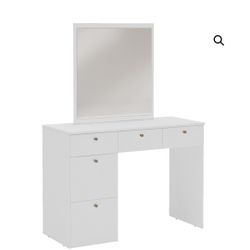 Makeup Vanity Desk with Mirror and Drawers Bedroom Dressing Table White
