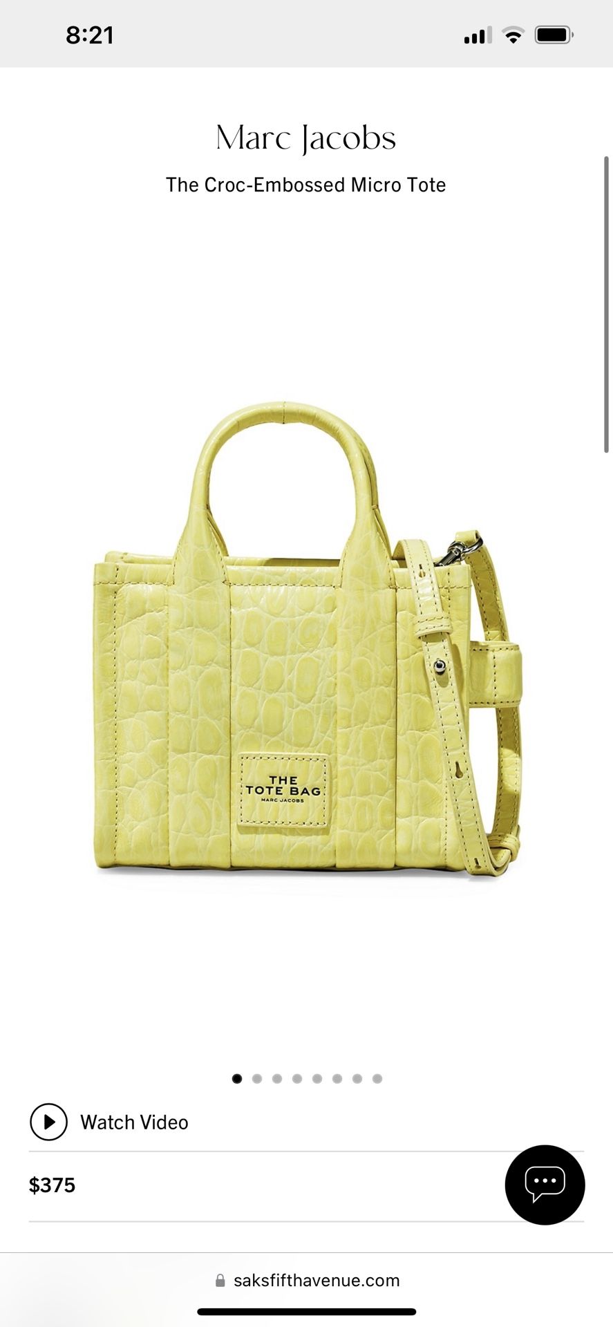 yellow Croc-Embossed mini Tote bag