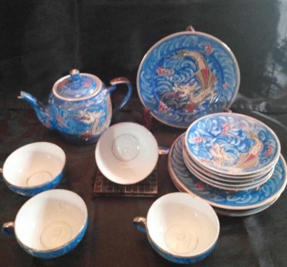 China Tea Set Dragonware Geisha Girl Lithophane