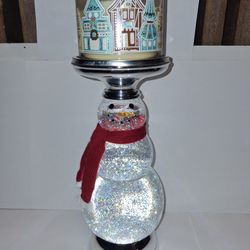 Snowman Snow Globe Candle Holder 