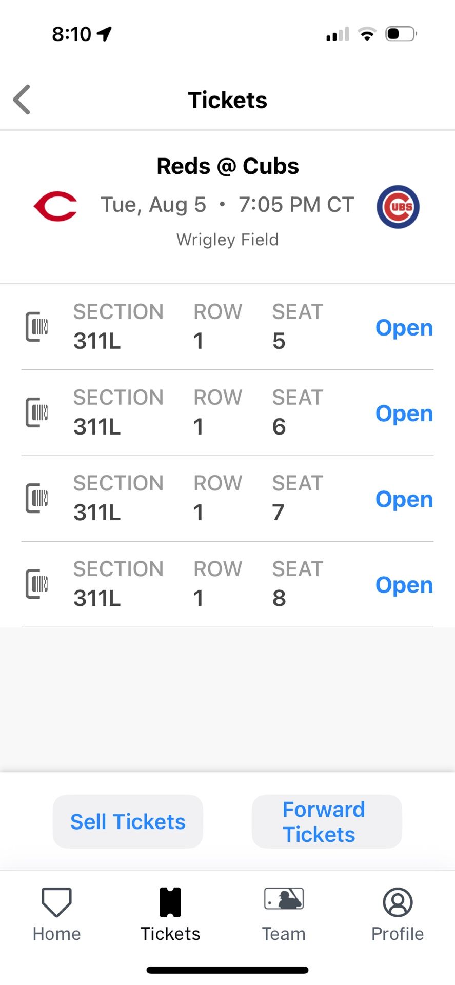 (4) Cubs Tickets