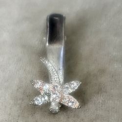 Vintage Women’s Girls Dragonfly Rhinestone Hair Clip, Silver, Clear, Champagne Color 1.25” 