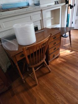 Desk - Wooden Desk And Chair