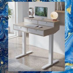 Electric Adjustable Standing Desk With Drawers, New, Unassembled In Box.