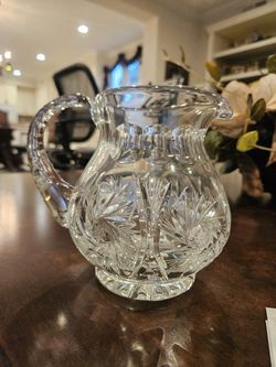 Antique Crystal Pitcher With Pinwheel Design