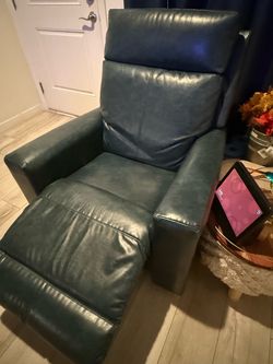 Blue Leather Recliner Chair