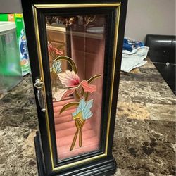 Mele Glass & Wood Vintage Jewlery box 