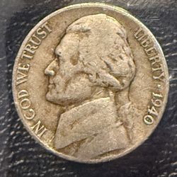 1940 D MINT MARK  NICKEL/WORLD WAR 2 ERA/RARE! Mint mark between 9.4 19.40