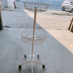 53'' High 3 Baskets Revolving Clothes Rack Hanger Storage Basket Store Display Rack | Basket Clothes Rack