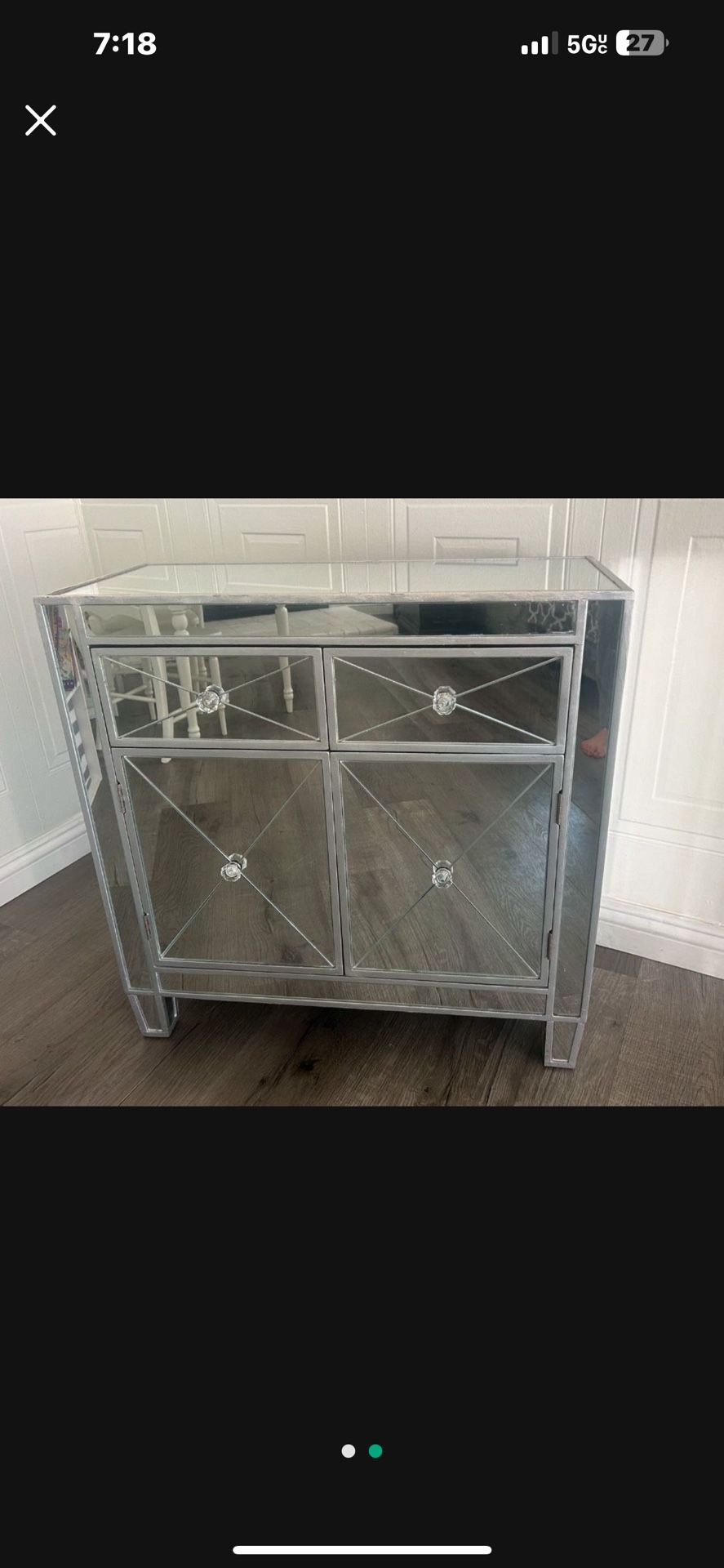 Mirrored Nightstand Table With Double Drawers & Cabinet! Retails $350