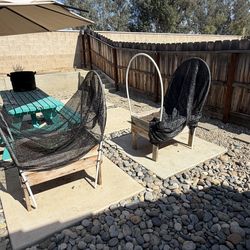 Planter boxes with dirt.