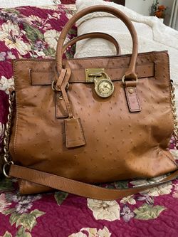 Michael Kors Hamilton Large Ostrich-embossed leather satchel