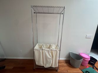 Chrome Garment Rack with Triple Laundry Sorter