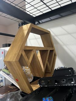 Wood Hexagon Wall Shelf
