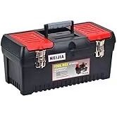 Portable Tool Storage Box, Organizers With Mental Latches And Detachable Tray (Black And Red)