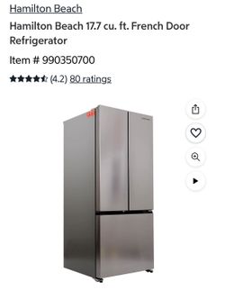 Hamilton beach 17.7 cu. ft. French door refrigerator