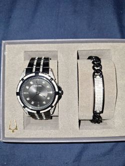 Bulova Crystal Watch and Bracelet Gift Set
