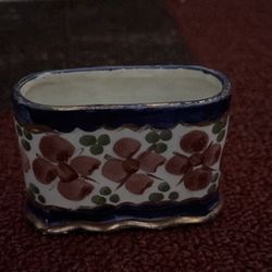 vintage/antique small, hand-painted ceramic vase or holder