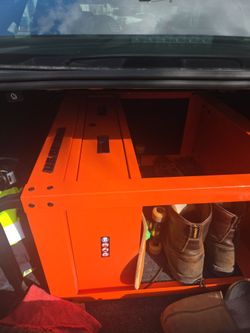 Orange Metal Tool Storage Cabinet
