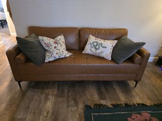 StyleWell Goodwin Caramel Faux Leather Sofa – 75.6”