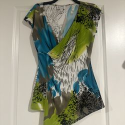 Joseph Ribkoff Blue and Green Abstract Blouse