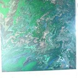 14x14 Original Acrylic Flow On Wrapped Canvas