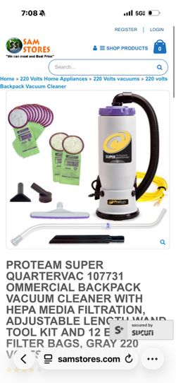 Backpack vacuum