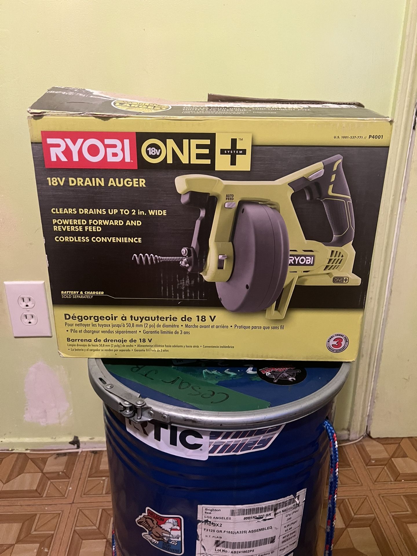 Drain Auger Ryobi 18v