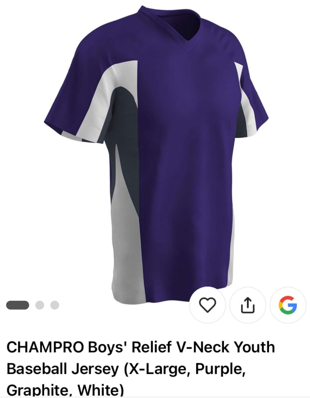 CHAMPRO Boys' Relief V-Neck Youth Baseball Jersey