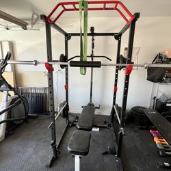 Power Rack With Bench And Weights Included